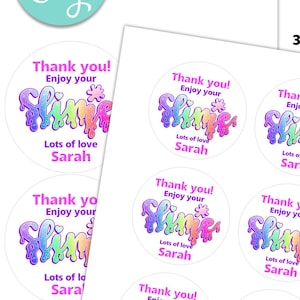 EDITABLE Slime labels, 2,3 & 4 inch, Slime label, Slime sticker, Favour tags, Slime Birthday, Slime queen, Slime squad, Slime party