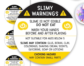 Slime warning Circular label template / Slime warning / Slime stickers / Slime labels / Slime pot label / Slime business / DIGITAL FILE
