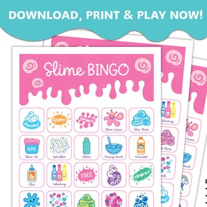 Slime BINGO Game / Cartes de bingo imprimables / Slime Party Game / Bingo Game for Kids / Kids Bingo Cards / Kids party game image 1
