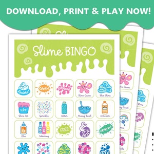 Gra BINGO Slime / Karty bingo do druku / Gra imprezowa Slime / Gra bingo dla dzieci / Karty bingo dla dzieci / Gra imprezowa dla dzieci / Gra urodzinowa