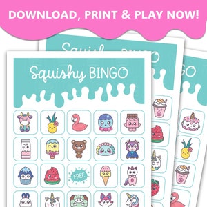 Squishy BINGO Game / Printable Bingo Cards / Squishy Party Game / Slime Party Game / Bingo Game for Kids / Kids party game