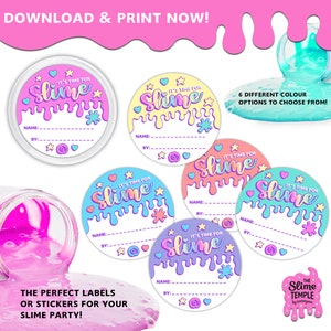 Slime Making Party labels / Avery Template 22891 / Slime labels / Slime party / Slime birthday / Slime Queen / INSTANT DOWNLOAD