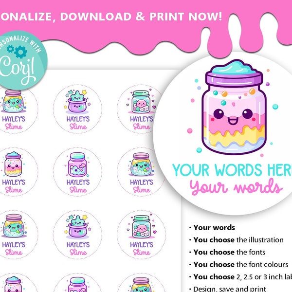 EDITABLE Slime Warning Standard Labels / Avery Standard Size Template ...