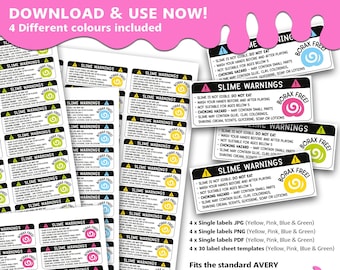 No BORAX Slime Warning label Template / AVERY label template 1 x 2.58 inches / Slime labels / Slime business / Slime warning