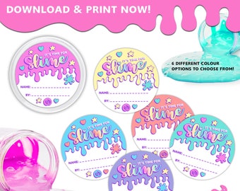 Slime Making Party labels / Avery Template 22891 / Slime labels / Slime party / Slime birthday / Slime Queen / INSTANT DOWNLOAD
