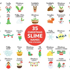 35 Christmas Slime Names design Bundle / Slime pot stickers / Christmas slime / Slime pot labels / Slime stickers / Slime labels