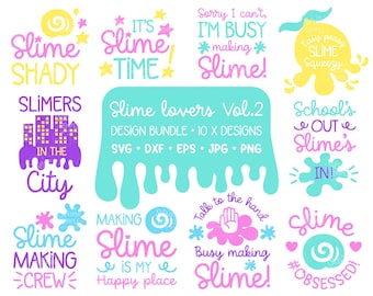 Slime Lovers Design Bundle, Vol. 2 (svg, dxf, eps, jpg, png)
