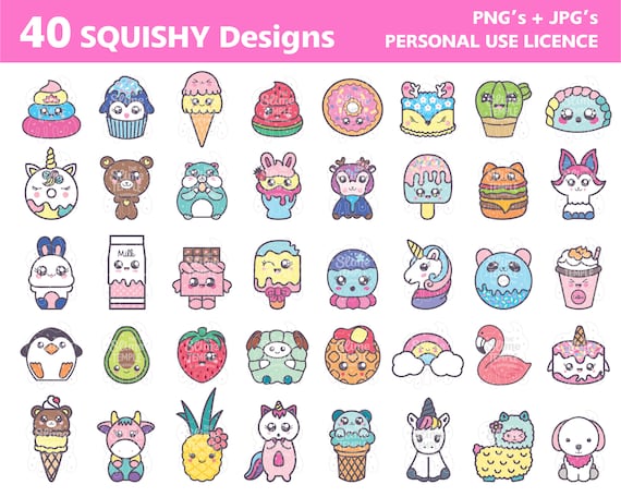 Squishy clipart Bundle / Kawaii clipart / Squishy clip art / Cute clipart /  Premium quality clipart / Personal use / INSTANT DOWNLOAD