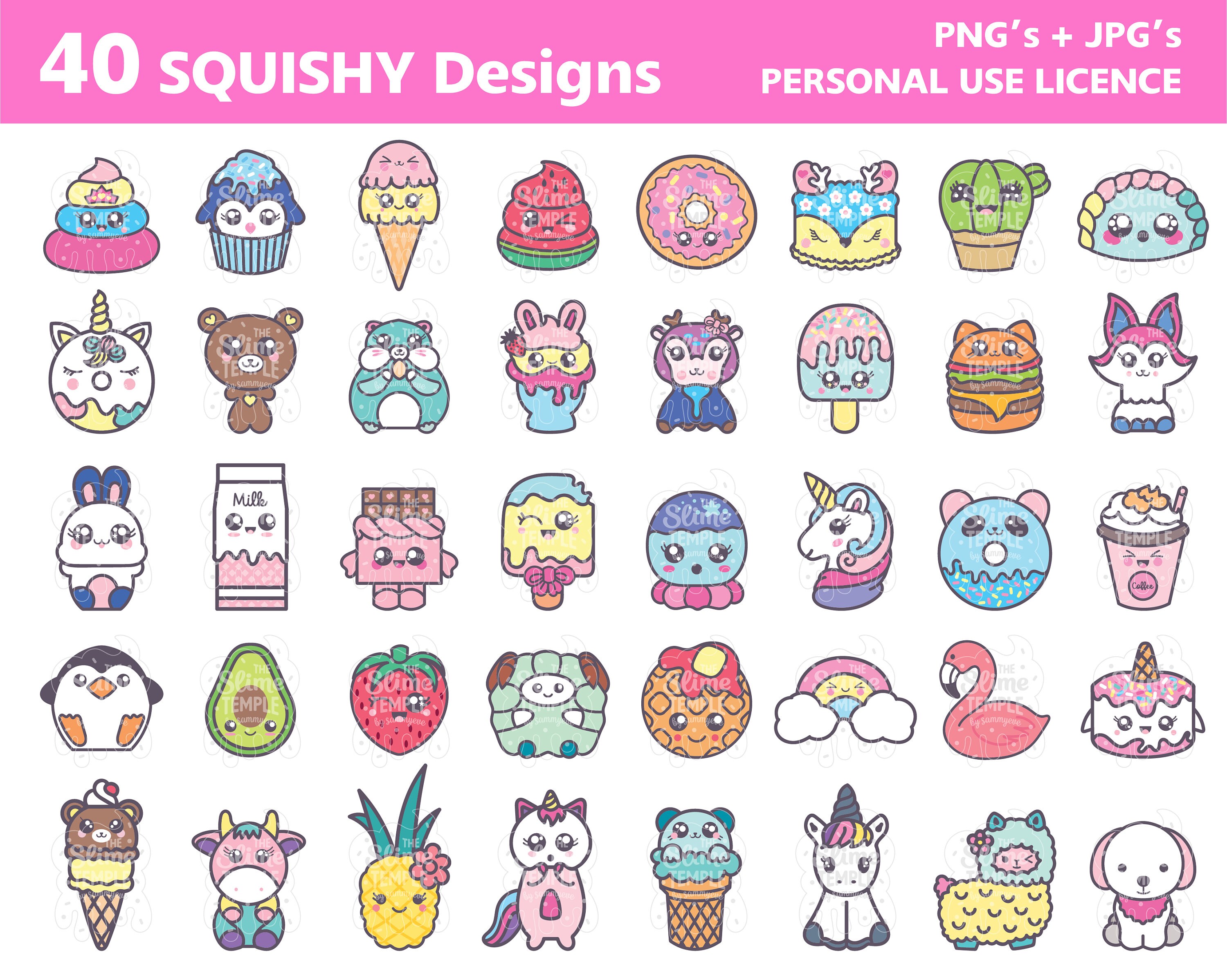 Squishy Clipart Bundle Kawaii Clipart Squishy Clip Art Cute