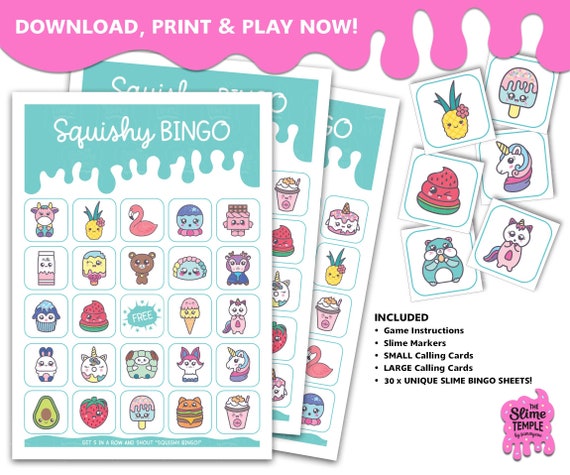 Squishy BINGO Game / Printable Bingo Cards / Squishy Party - Etsy