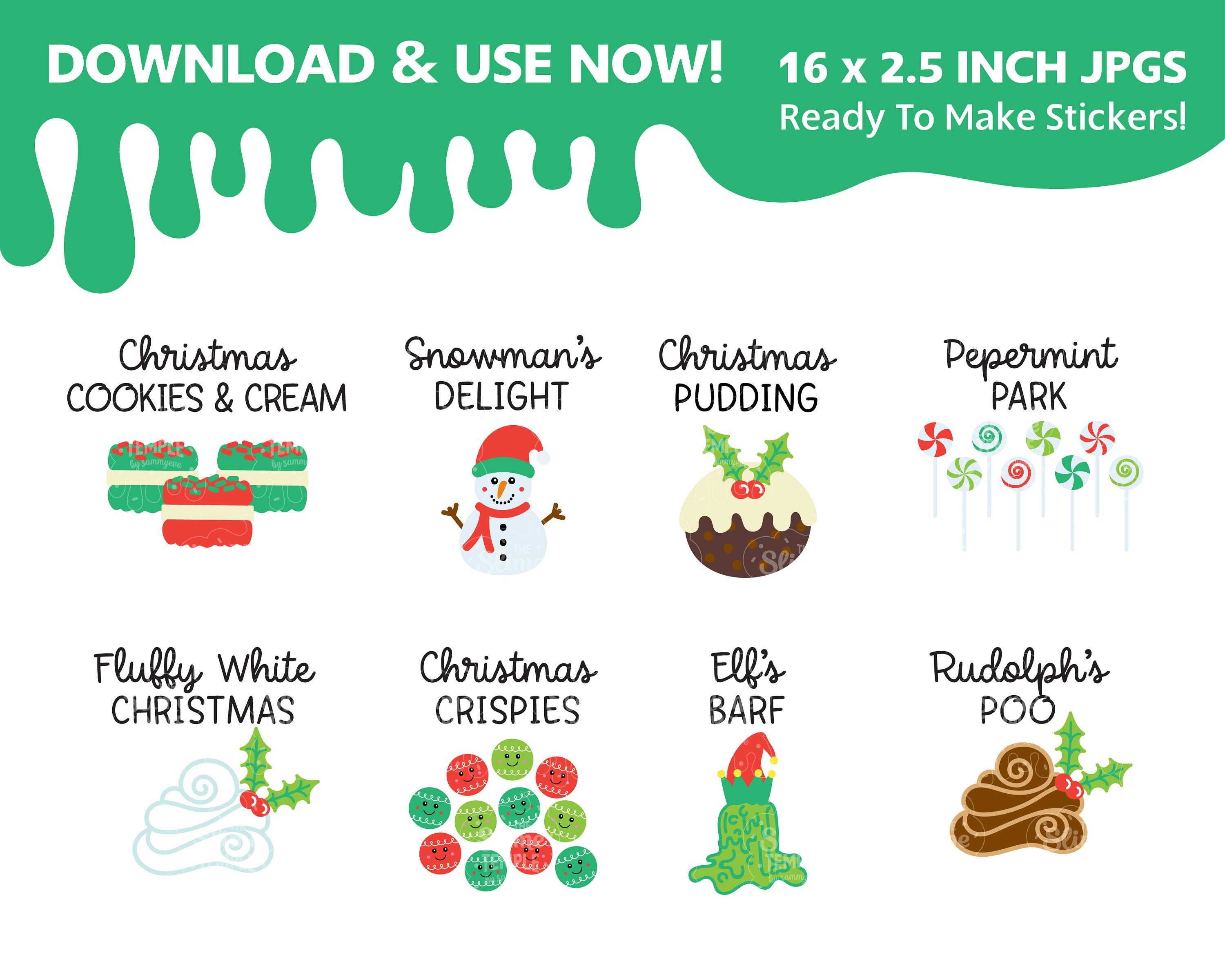 16 Christmas Slime Names Design Bundle / Slime Pot Stickers / Christmas ...