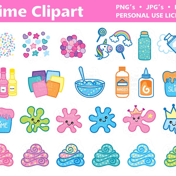 SLIME clipart Bundle / Kawaii clipart / Slime clip art / Cute clipart / Premium quality clipart / Personal use / INSTANT DOWNLOAD