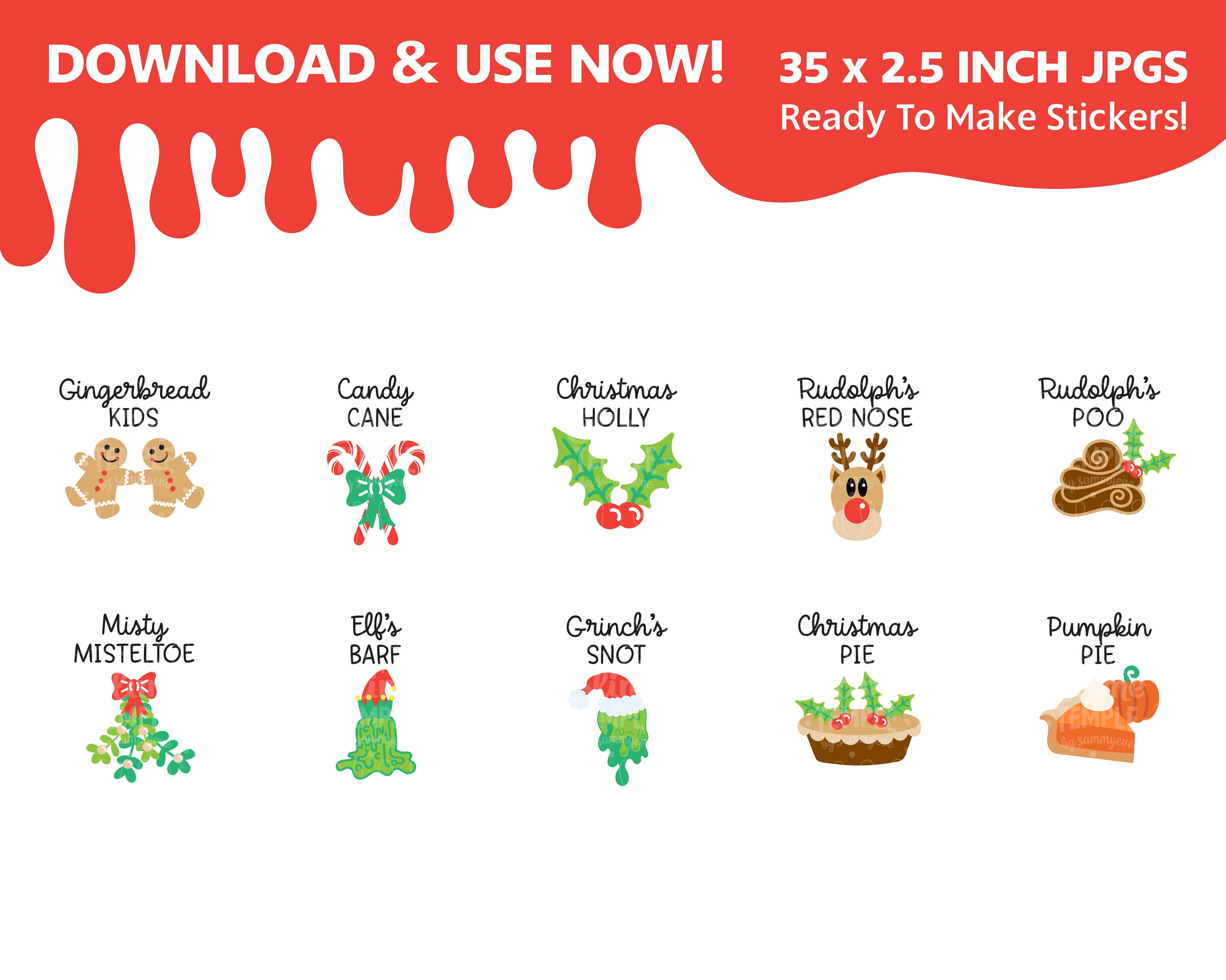 35 Christmas Slime Names Design Bundle / Slime Pot Stickers / Christmas