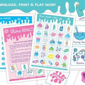 Slime BINGO Game / Cartes de bingo imprimables / Slime Party Game / Bingo Game for Kids / Kids Bingo Cards / Kids party game image 2