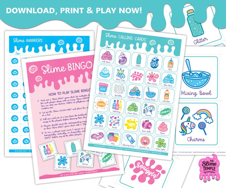 Slime BINGO Game / Cartes de bingo imprimables / Slime Party Game / Bingo Game for Kids / Kids Bingo Cards / Kids party game image 2