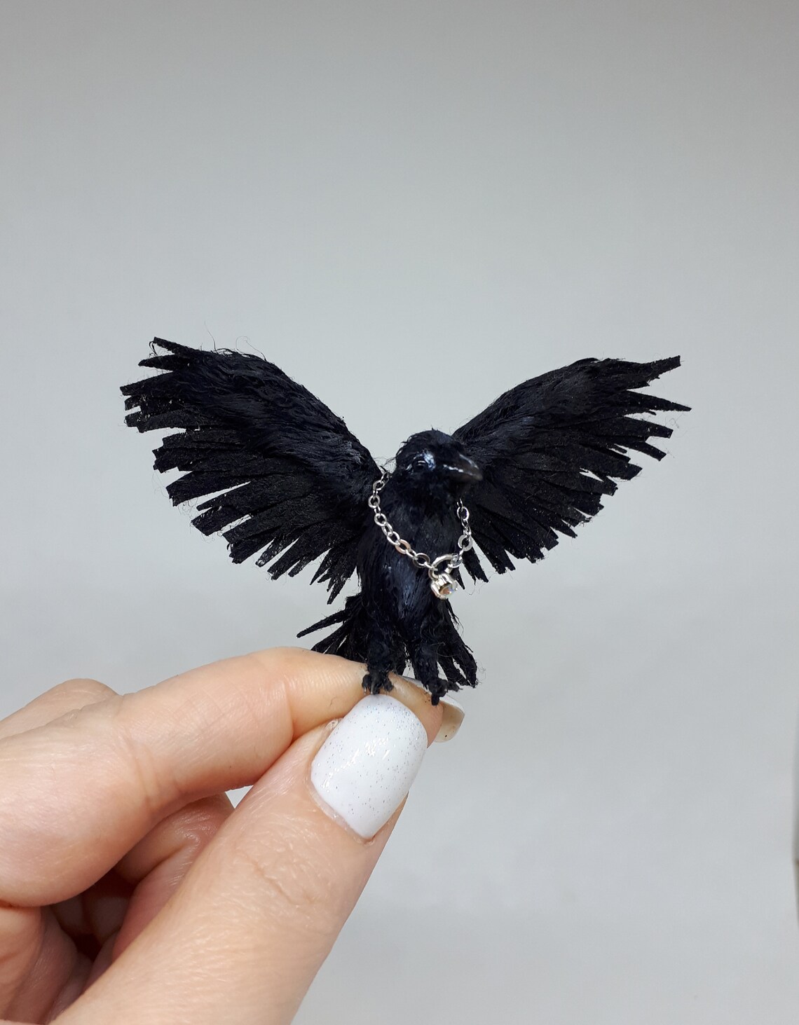 Oiseau miniature réaliste. Corbeau noir. Amigurumi toy. Maison Etsy