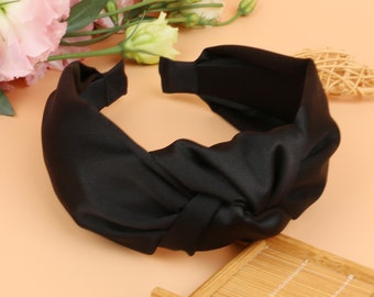 Black satin wide knotted headband,stylish fashion hairband,Headbands for women,Wide headband,aliceband,bohemian headband