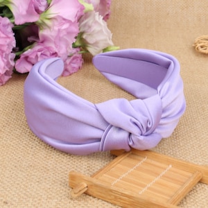 Lavender satin knotted headband,Wide Headband,Alice band,boho headband,chiffon headband,Purple Headband,Headbands for women,Knotted Headband