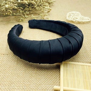 Black satin bind padded headband,stylish fashion hairband,aliceband,boho headband,chiffon headband,Matador Headband,Headbands for women