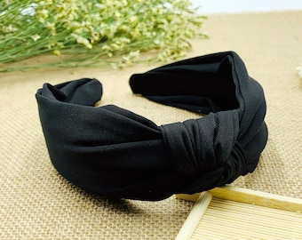 Black satin wide knotted headband,stylish fashion hairband,Headbands for women,Wide headband,aliceband,bohemian headband