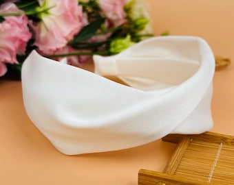 White satin twist headband,headbands for women,bohemian headband,knotted headband,Wide Headband ,Wedding headband,Alice band,Bridal headband
