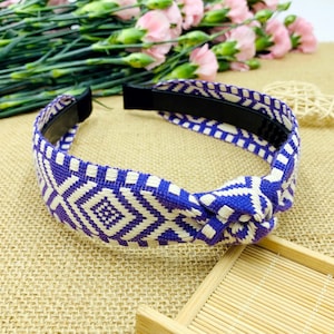Purple rhombus ribbon Knotted Headband,ribbon Headband,Original Boho Headband,Aliceband,stylish fashion hairband,Headbands for women