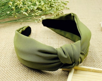 Green satin wide knotted headband,stylish fashion hairband,Headbands for women,Wide headband,aliceband,bohemian headband