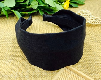Diadema de lino negro, diadema de lino negro, diadema de moda elegante, diademas para mujer, diadema ancha, diadema boho, aliceband