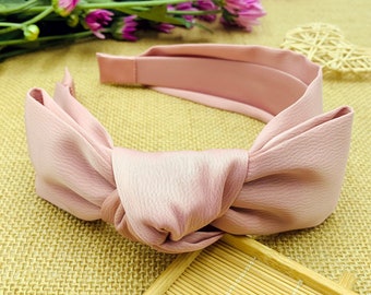 Pink Satin Bow headband,Pink satin bow knotted headband,Headbands for women,Wide headband,aliceband,Pink satin headband,side bow headband