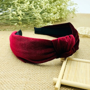 Wine red velvet knotted headband,Turban knotted headband,Velvet Twisted Knot headband,Aliceband,velvet headband,Wine red velvet headband