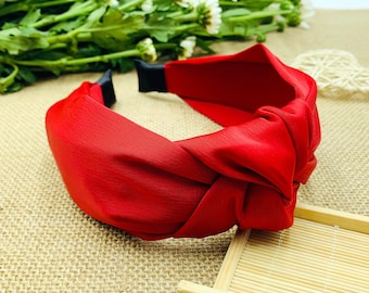 15 mm Thick Satin Headbands Crimson Red