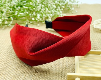 15 mm Thick Satin Headbands Crimson Red