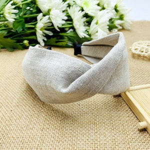 Original linen twist headband,Gray twisted headband,stylish fashion hairband,Headbands for women,Wide headband,bohemian headband,aliceband