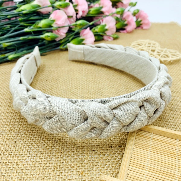 Original geflochtenes Leinen Stirnband, stylisches Mode Haarband, geflochtenes Haarband, Boho Stirnband, Leinen Stirnband, Matador Stirnband, Stirnbänder für Frauen