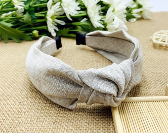Original linen knot headband,gray knotted headband,stylish fashion hairband,Headbands for women,Wide headband,bohemian headband,aliceband