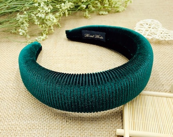 Blackish green corduroy padded headband,Blackish green velvet padded headband,Matator headband,aliceband,Headbands for women