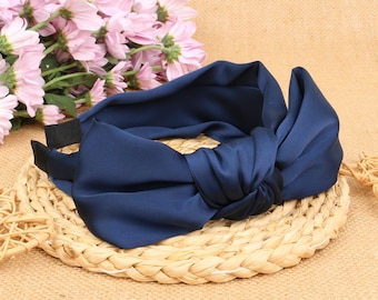 Headband Made From Vintage Silk Tie, 100% Silk, With Bow and  display picture 2