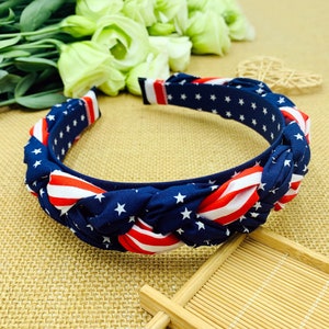American Flag Braided Headband,4th of July Headband,Patriotic Headband,Red White Blue Headband,Plaits headband,Wide Headbands for women