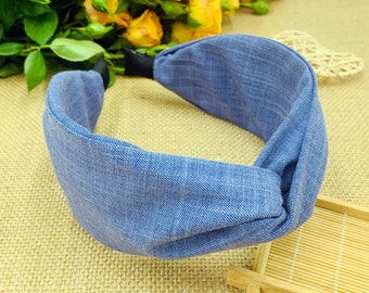 Blue denim twisted headband,Blue Denim Cross Headband,stylish fashion hairband,Headbands for women,Wide headband,aliceband,bohemian headband