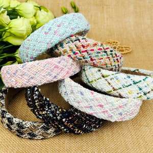 Tweed padded headband,wide headband,stylish fashion hairband,Boho Headband,Headbands for women,aliceband,tweed Headband,Beige tweed headband