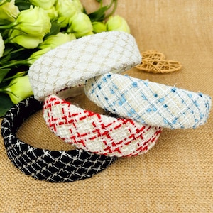 Tweed padded headband,wide headband,stylish fashion hairband,Boho Headband,Headbands for women,Aliceband,tweed Headband,Green tweed headband