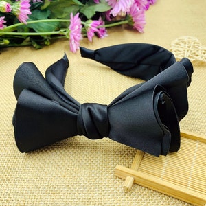 Black satin big side Bow Knotted Headband,stylish fashion headband,Original Boho Headband,Headbands for women,aliceband,bow headband