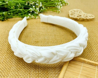 White Chiffon Braided Headband,wedding headband,Braided aliceband,Bridal headband,chiffon headband,Matador Headband,Headbands for women