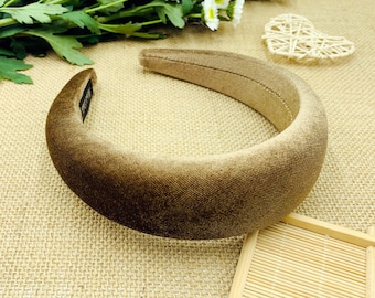 Coffee velvet padded headband,bohemian vintage style headband,Matator headband,aliceband,Headbands for women,velvet headband,padded headband