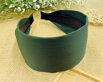 Army green satin wide headband,headbands for women,bohemian headband,Olive green satin headband,Wide Headband,fashion hairband,Aliceband