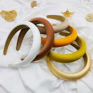 Satin Padded Headband,Headbands For Women,Solid Color Headband,Padded Headband,Solid Satin Headband,White Satin Headband,Elegant Headband
