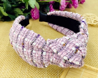 Retro Lilac Tweed Headband Purple Tweed Headband: Cozy Winter Hair Accessory - Etsy main image 4