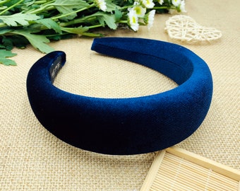 Navy velvet padded headband,bohemian vintage style headband,Matator headband,aliceband,Headbands for women,velvet headband,padded headband