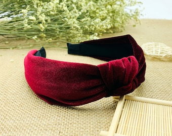 Wine red velvet knotted headband,Turban knotted headband,Velvet Twisted Knot headband,Aliceband,velvet headband,Wine red velvet headband