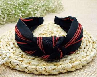 Black red mixed stripes knotted headband,stylish fashion hairband,Headbands for women,Wide headband,alice band,black stripes headband